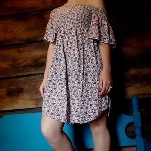 Floral Pattern Off-the-Shoulder Dress